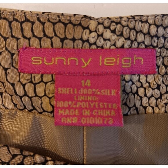 Sunny Leigh Silk Dress Pants Size 14 Beige Animal Print Retro Side Zipper - Picture 4 of 9